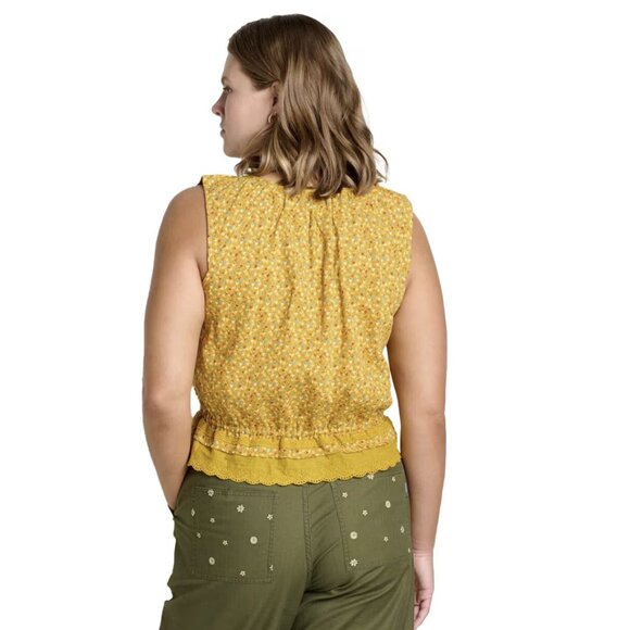 Toad&Co Manzana Ruffle Tank Top XL in Pollen Small Floral Print - Picture 3 of 9